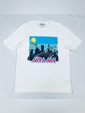 Oracle Red Bull Racing Men’s Actual XL Miami Graphic T-Shirt Crewneck Tee White